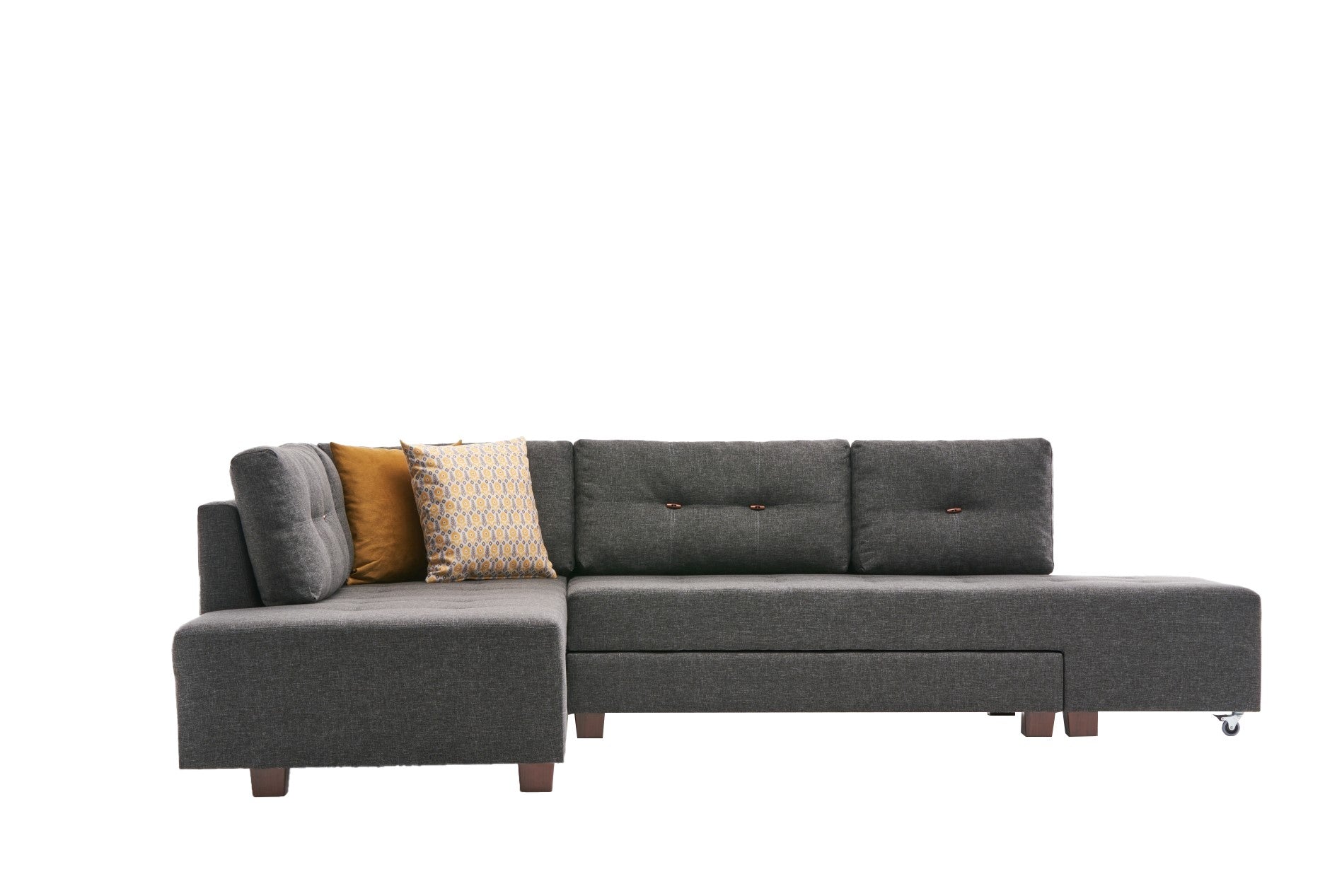 Entdecken Sie das elegante Manama Ecksofa-Bett in Anthrazit von Atelier Del Sofa – die perfekte Kombination aus modernem Design und praktischer Funktionalität!