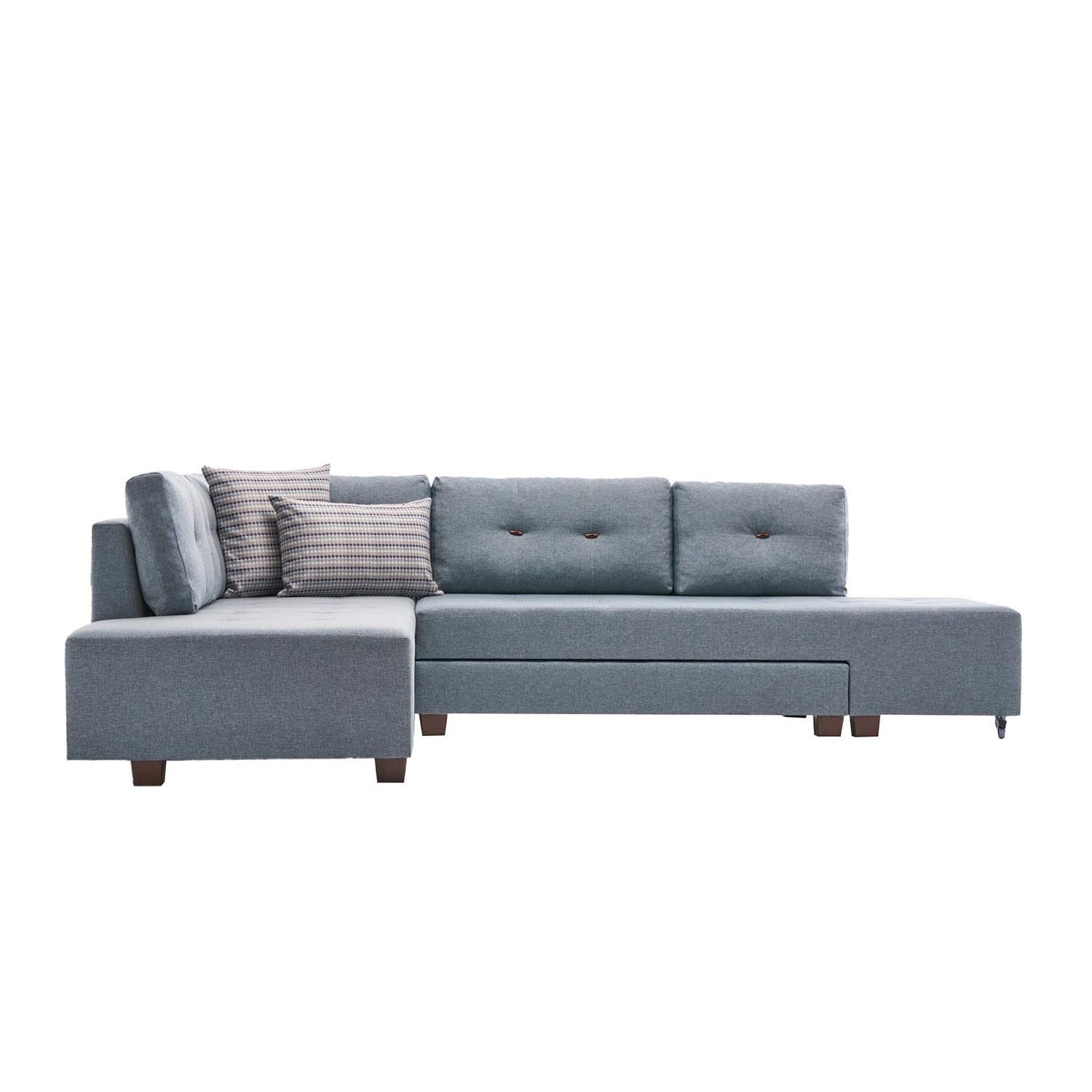 Manama Corner Sofa Bed Left - Light Blue in Helles Blau präsentiert im Onlineshop von KAQTU Design AG. Bettsofa ist von Atelier Del Sofa
