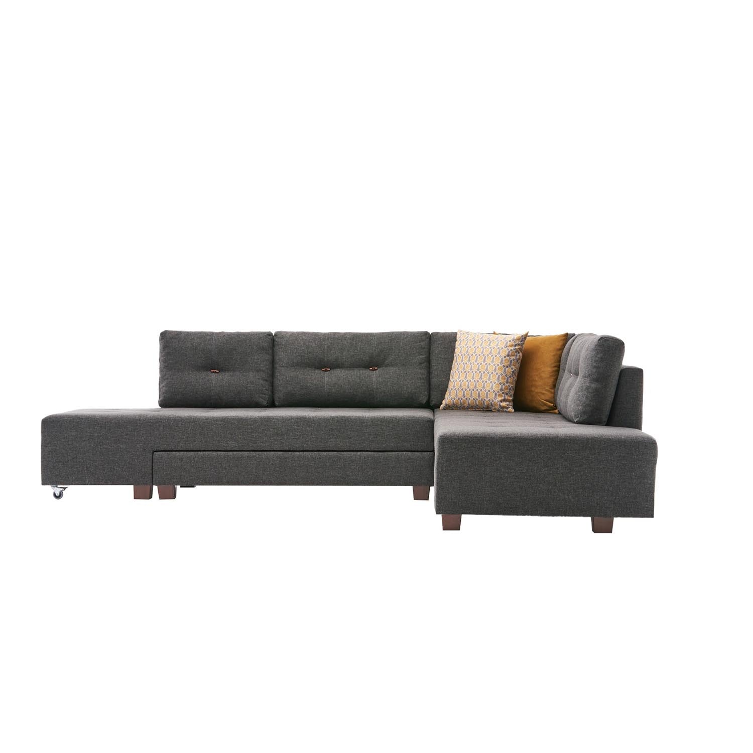 Manama Corner Sofa Bed Right - Anthracite in Anthrazit präsentiert im Onlineshop von KAQTU Design AG. Bettsofa ist von Atelier Del Sofa
