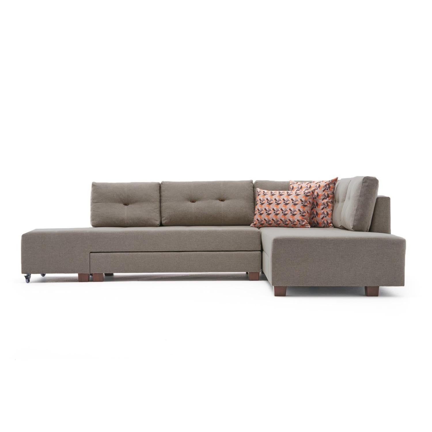 Manama Corner Sofa Bed Right - Cream in Sahne präsentiert im Onlineshop von KAQTU Design AG. Bettsofa ist von Atelier Del Sofa