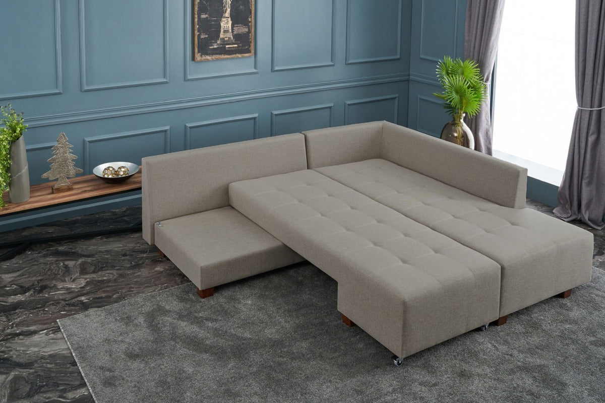 Manama Corner Sofa Bed Right Bettsofa - Sahne in Sahne präsentiert im Onlineshop von KAQTU Design AG. Bettsofa rechts ist von Atelier Del Sofa