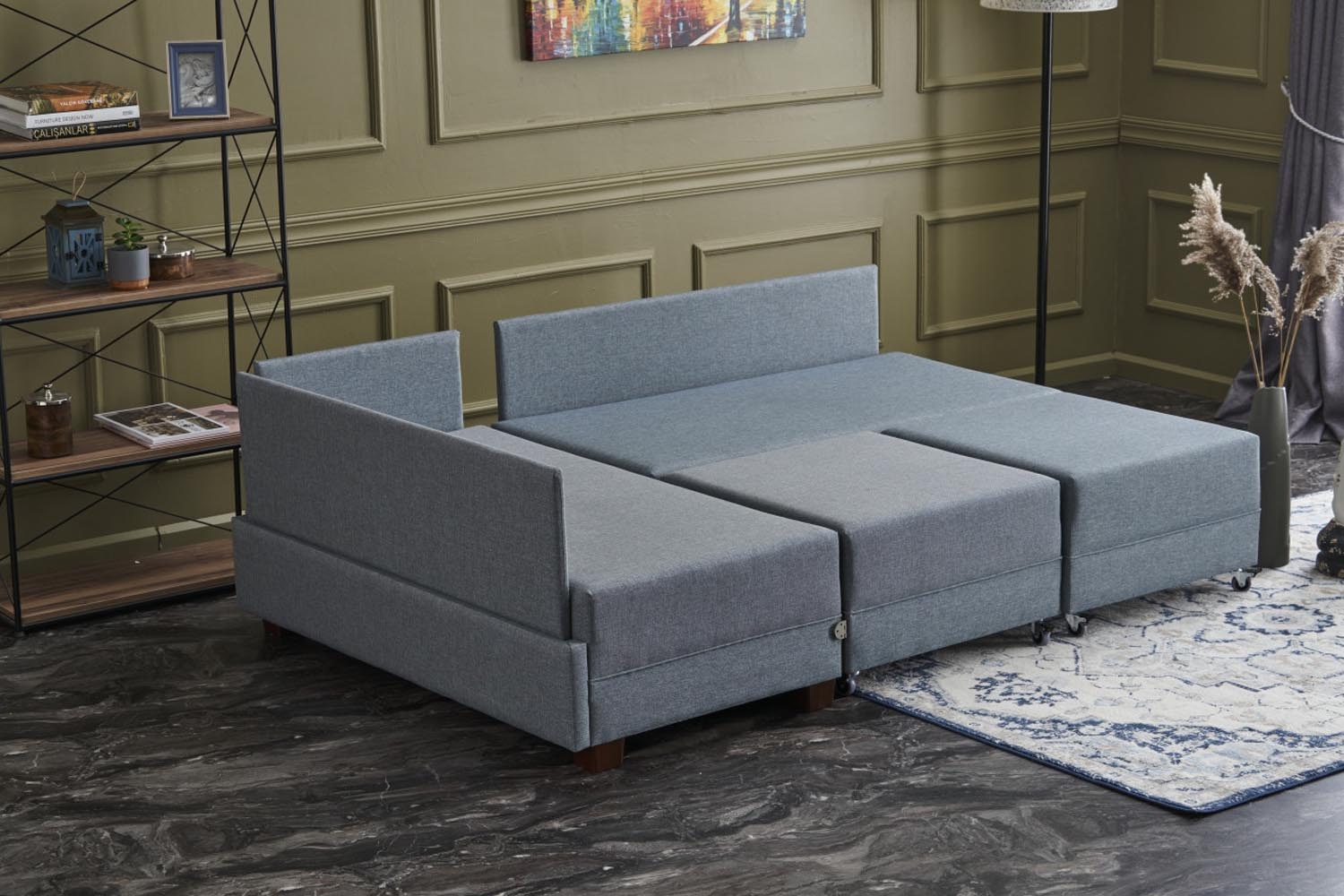 Entdecken Sie das Fly Left Bettsofa in stilvollem Blau von Atelier Del Sofa – ideal für Komfort und Platzersparnis in jedem Wohnraum!