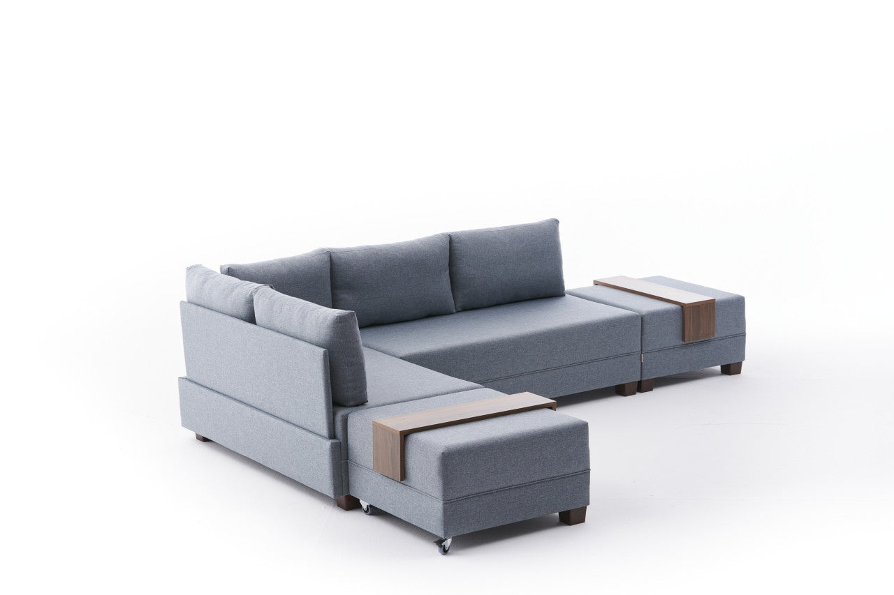 Erleben Sie das Fly Left Bettsofa in elegantem Blau – ein modernes Ecksofa, das Stil, Komfort und praktische Schlafmöglichkeiten für Ihr Zuhause bietet!