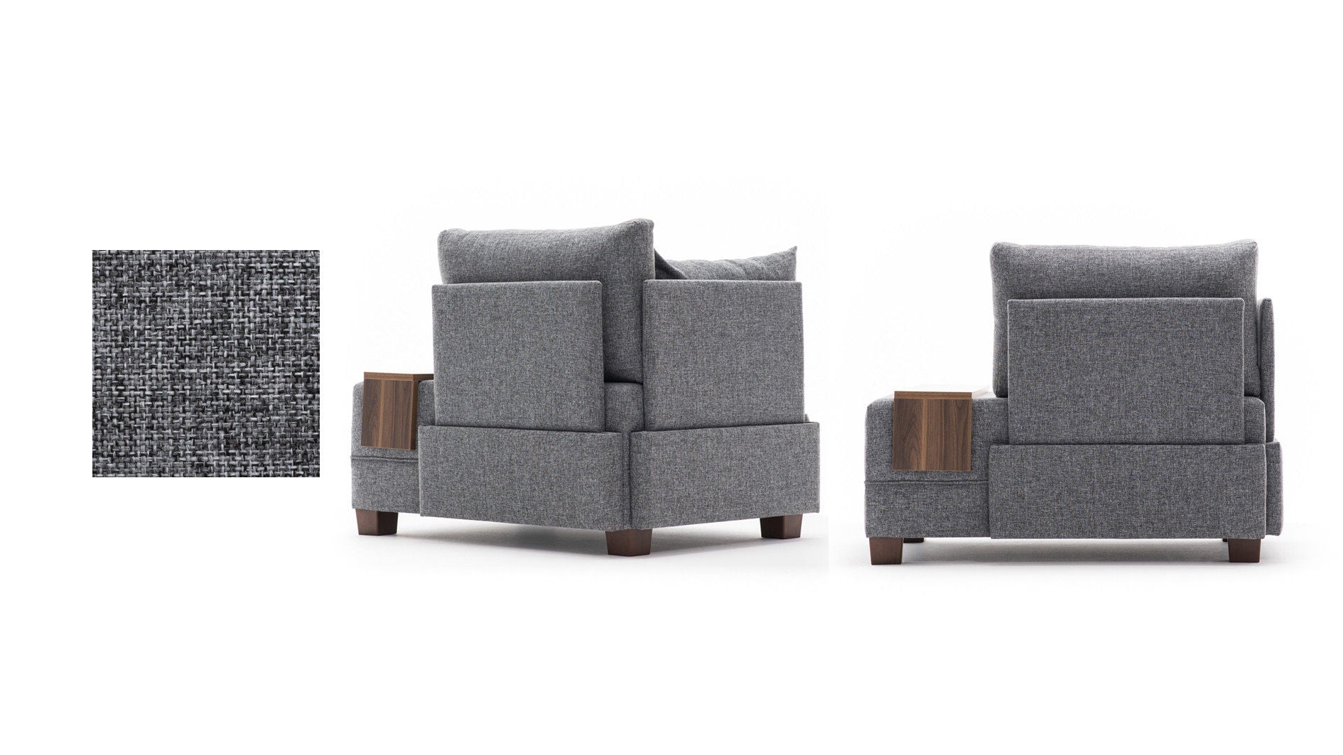 Genießen Sie den Fly Armchair Left in elegantem Grau von Atelier Del Sofa. Perfekt für Ihr Zuhause, bietet er erstklassigen Komfort und zeitgemäßen Stil.