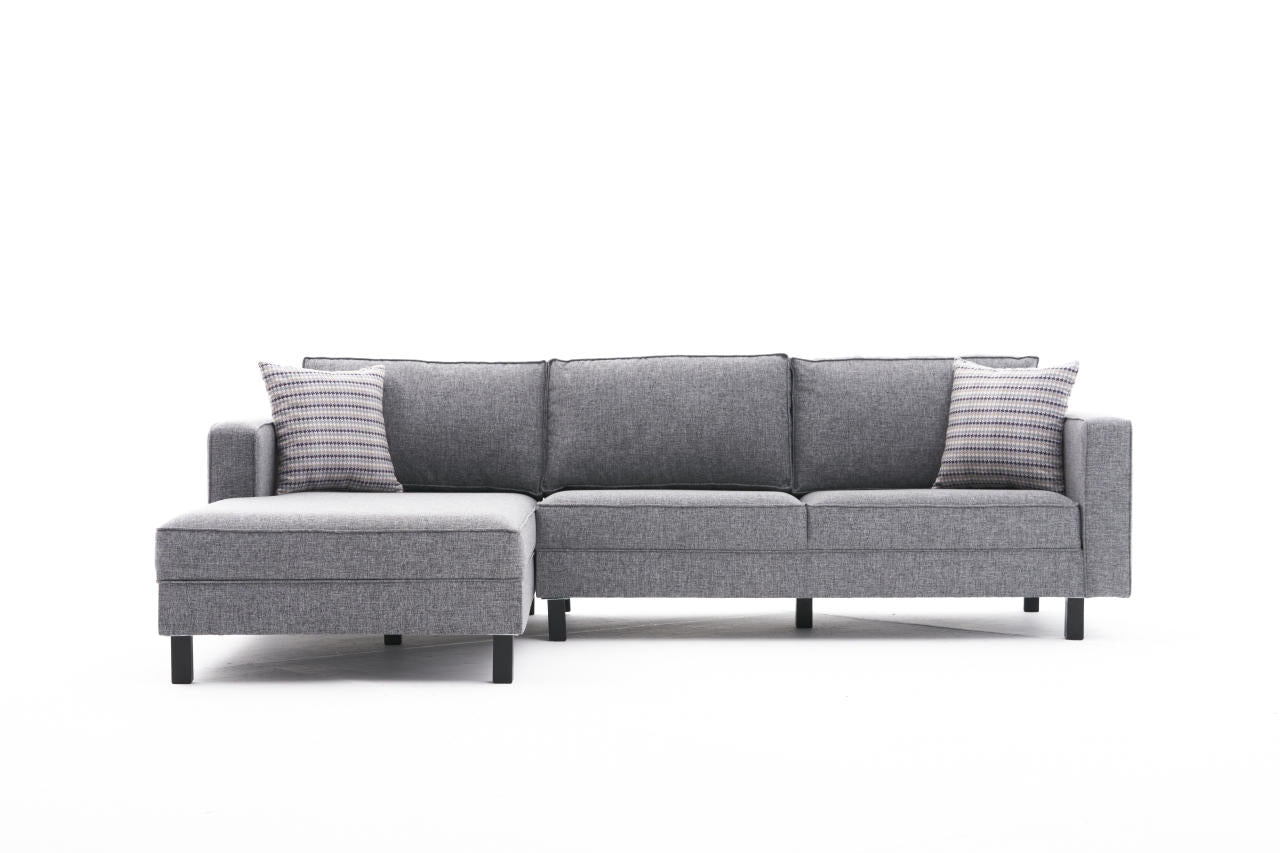 Kale Linen Left - Grey in Grau präsentiert im Onlineshop von KAQTU Design AG. Ecksofa ist von Atelier Del Sofa