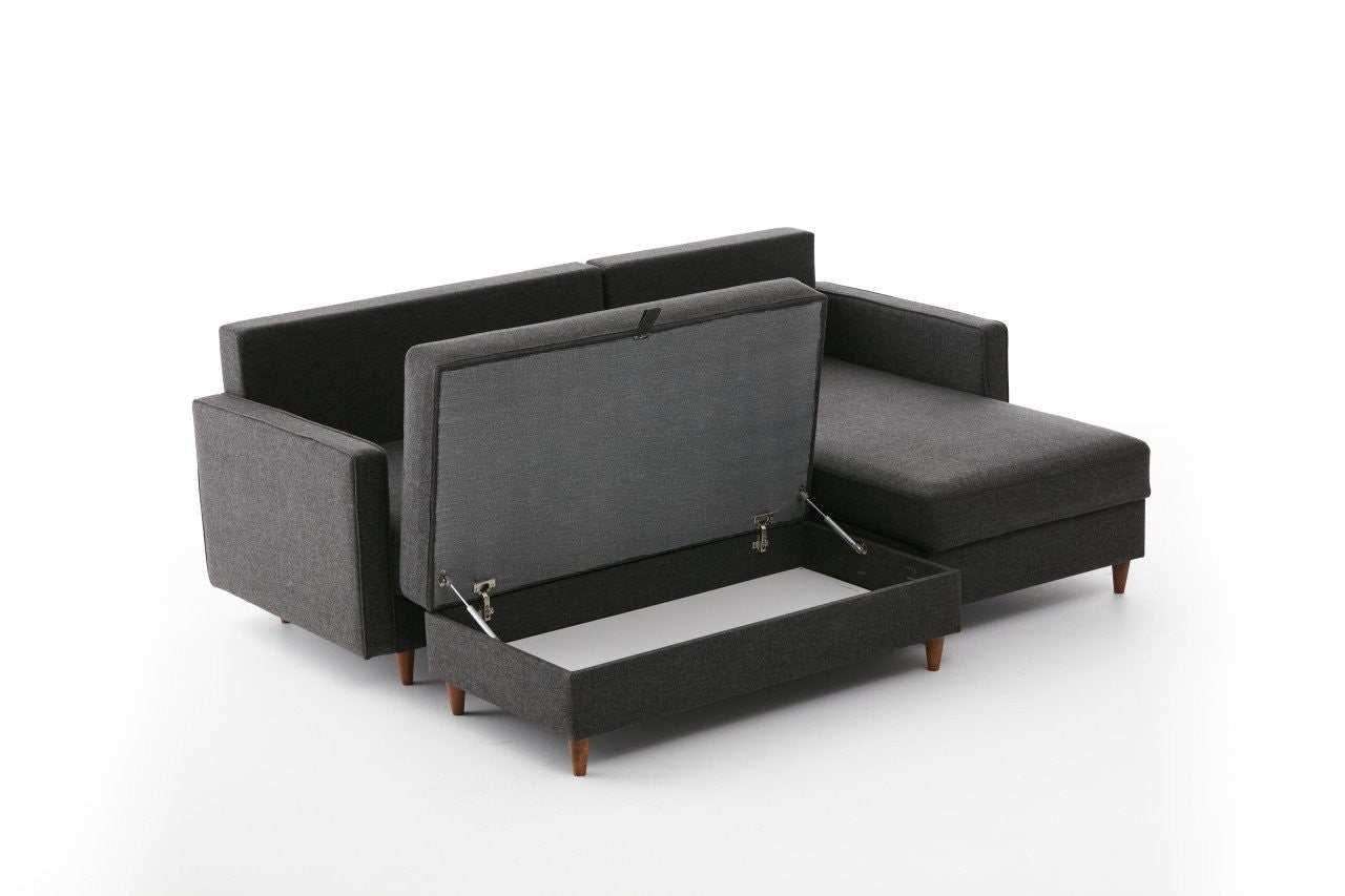 Entdecken Sie das stilvolle Eva Right Ecksofa in Anthrazit – der perfekte Ort für Komfort und modernes Design in Ihrem Zuhause.