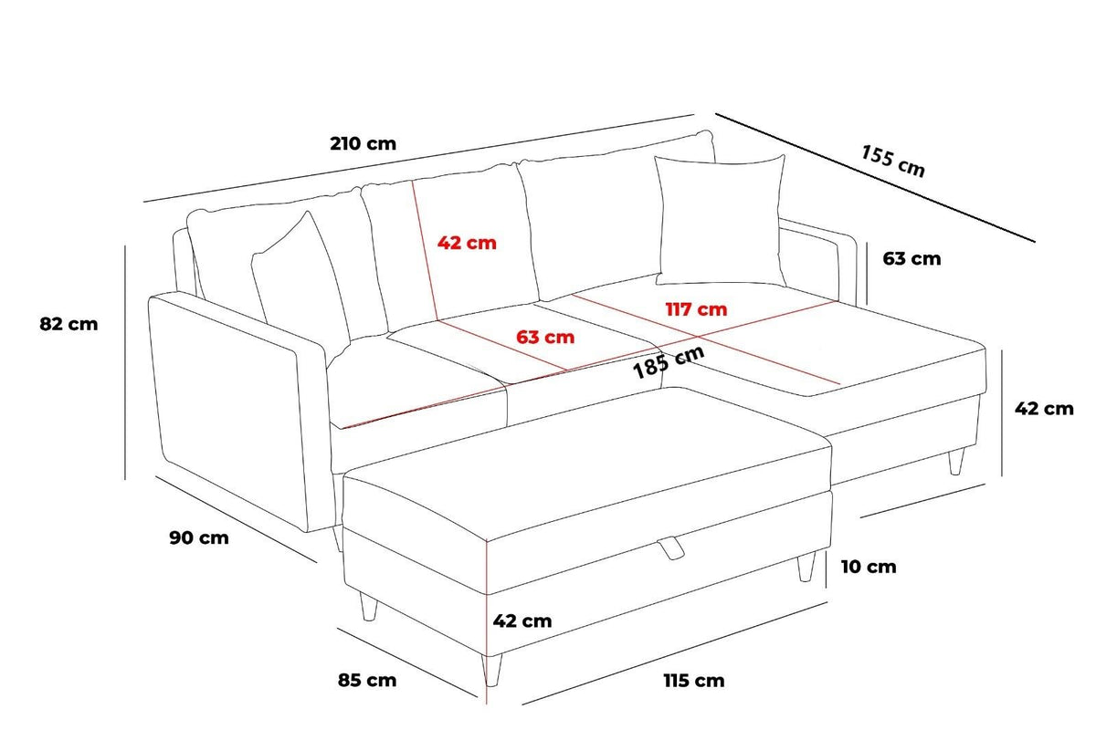 Eva Left Ecksofa - Anthrazit in Anthrazit präsentiert im Onlineshop von KAQTU Design AG. L-Sofa rechts ist von Atelier Del Sofa