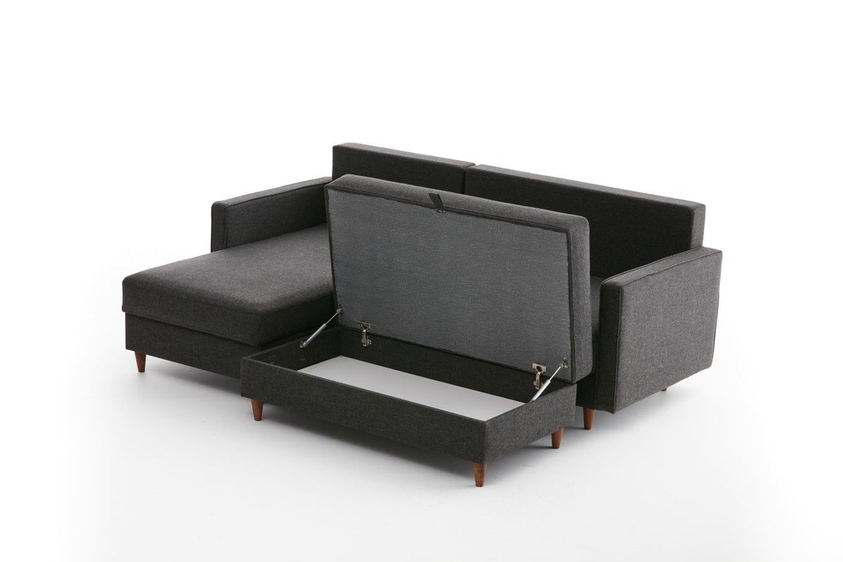 Eva Left Ecksofa - Anthrazit in Anthrazit präsentiert im Onlineshop von KAQTU Design AG. L-Sofa rechts ist von Atelier Del Sofa