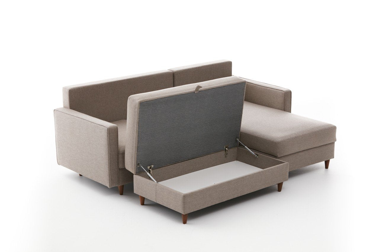 Erleben Sie das Eva Right Ecksofa in Sahne – ein elegantes Design, das Komfort und Stil vereint. Ideal für entspannte Stunden in Ihrem Wohnraum!