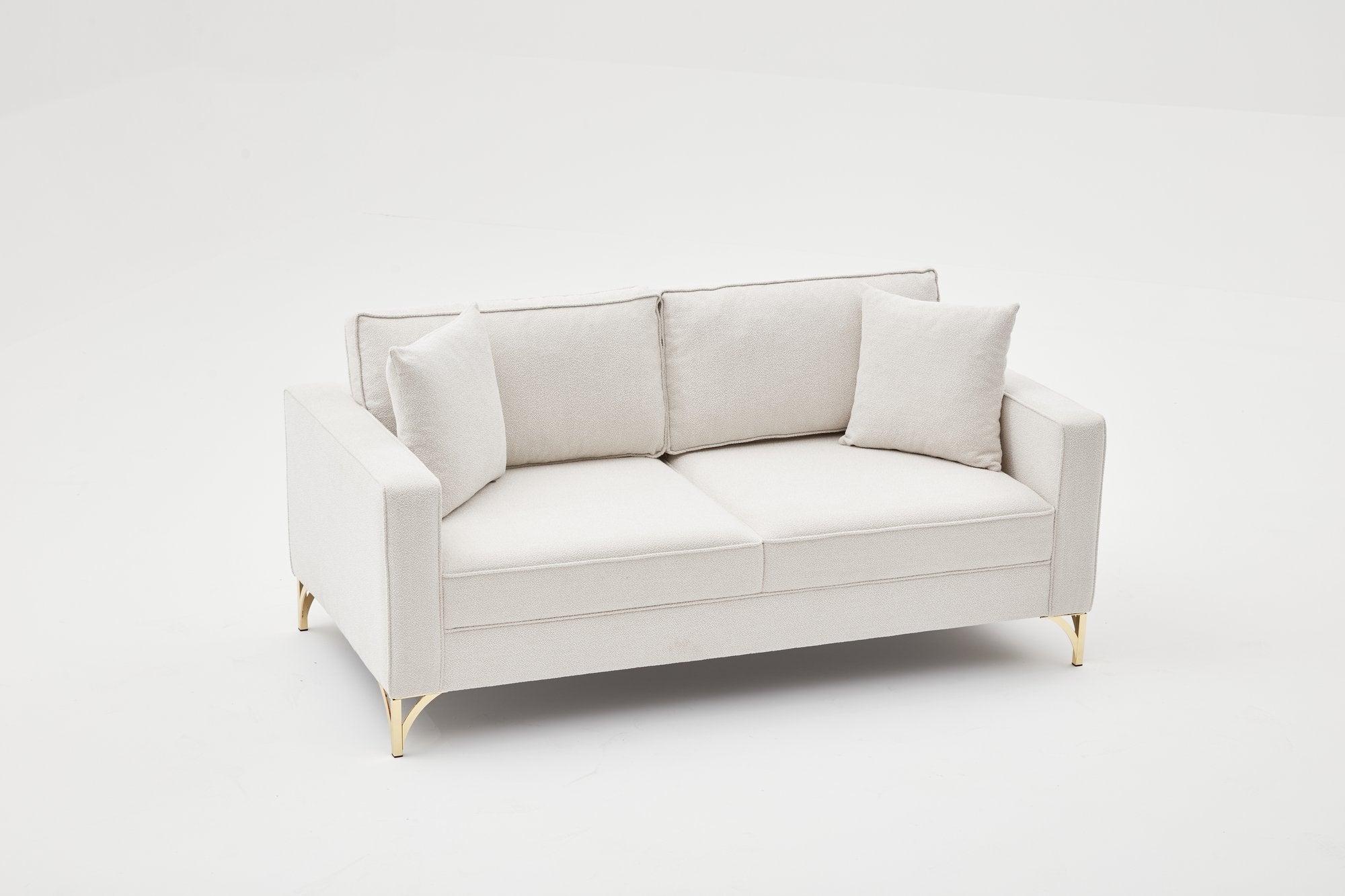 Erleben Sie das luxuriöse 2-Sitzer-Sofa "Berlin" in Creme und Gold von Atelier Del Sofa. Ein elegantes Design, das Stil und Komfort vereint.