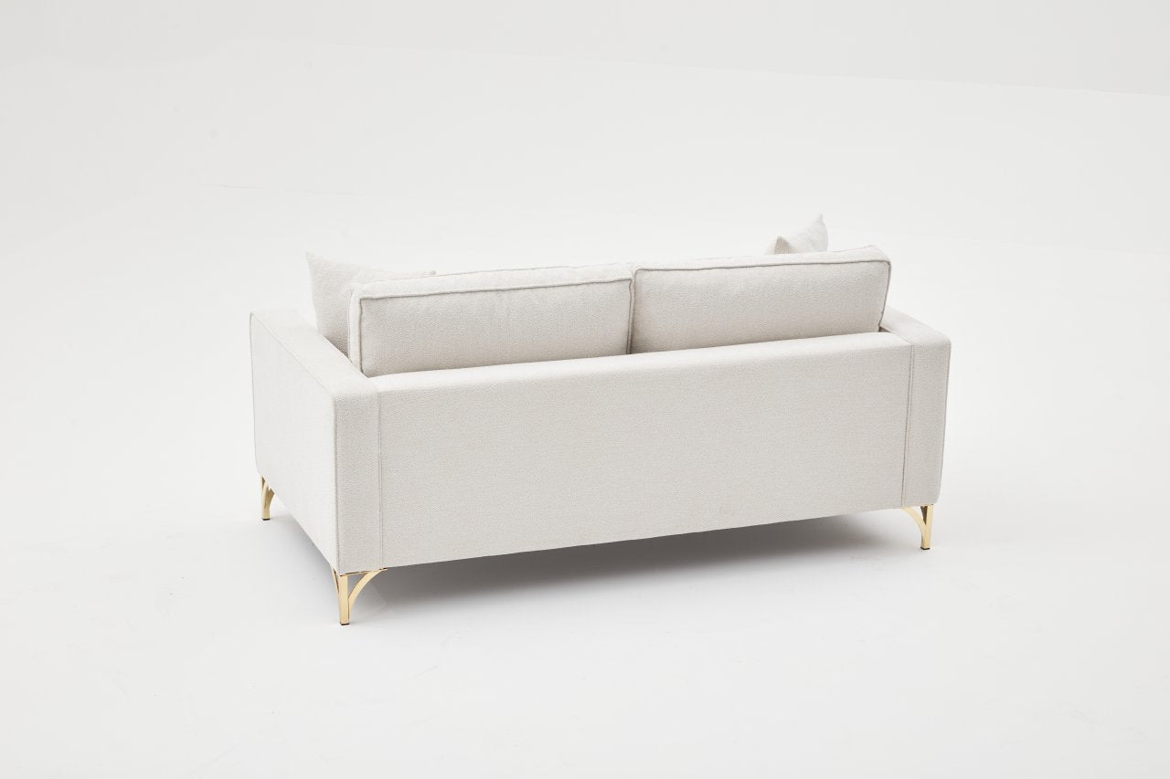 Erleben Sie das luxuriöse 2-Sitzer-Sofa "Berlin" in Creme und Gold von Atelier Del Sofa. Ein elegantes Design, das Stil und Komfort vereint.