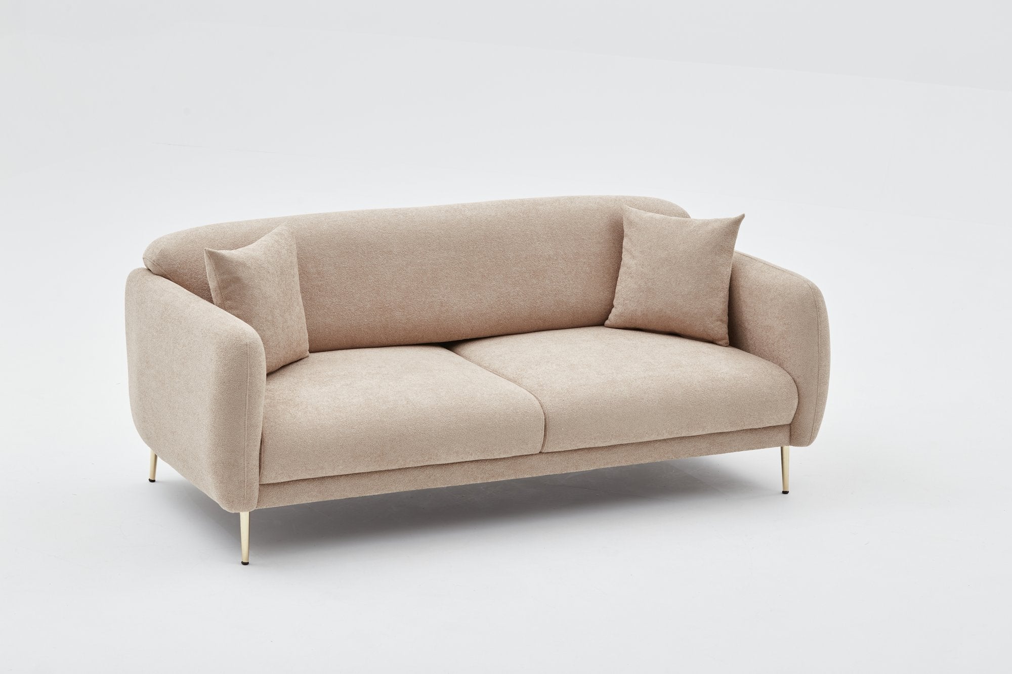 Erleben Sie das elegante Simena - Beige Bettsofa von Atelier Del Sofa, das mit luxuriösem Komfort, pflegeleichtem Stoff und vielseitiger Funktionalität überzeugt.