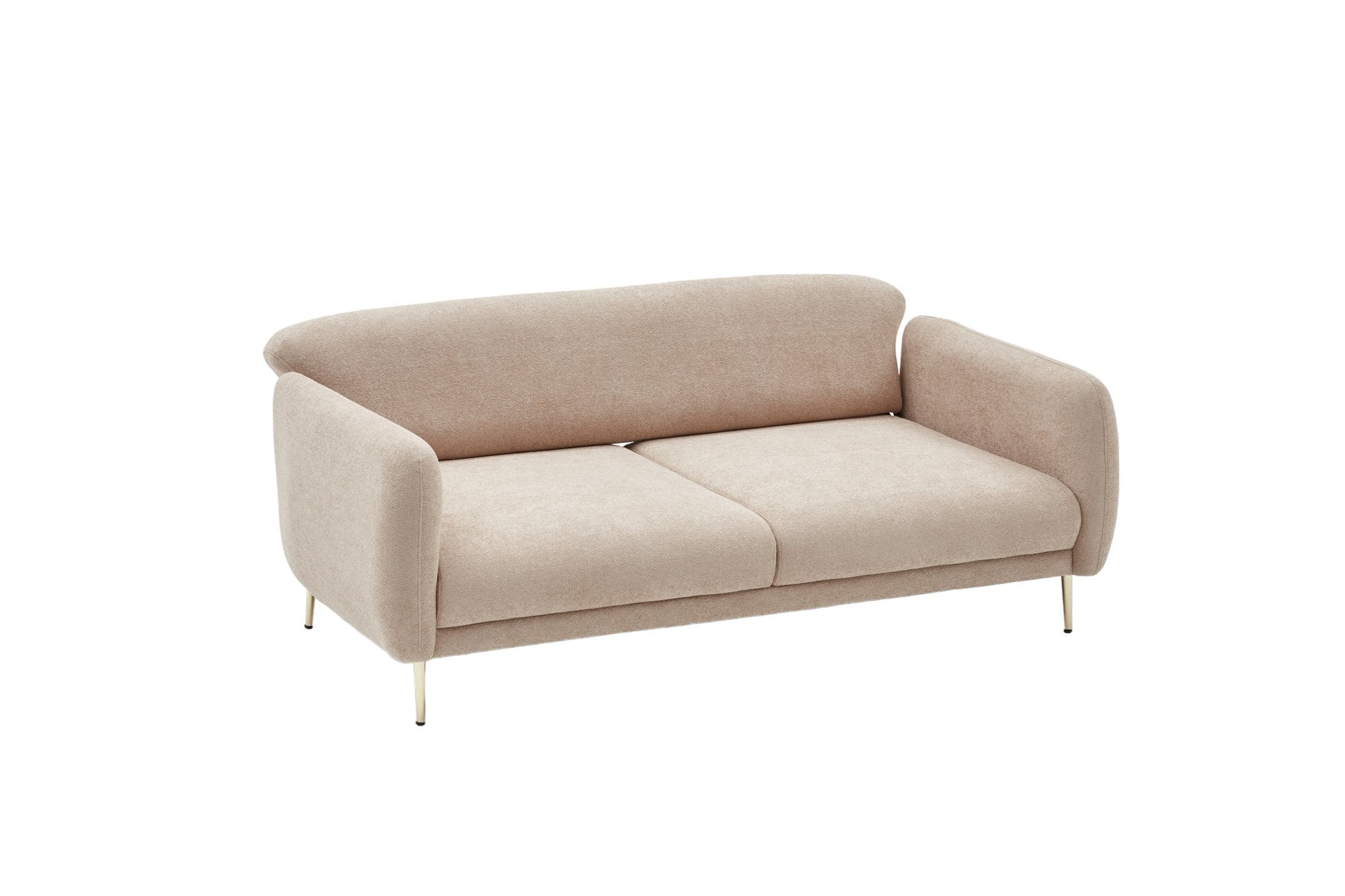 Entdecken Sie das stilvolle Simena - Beige Bettsofa von Atelier Del Sofa, das mit hochwertigem Buchenholz, weichem Polyester und modernem Design begeistert.