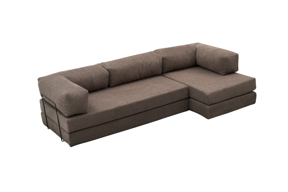Comfort Ecksofa von Atelier Del Sofa in Grau, Ecksofa mit Chenille-Bezug, Masse 290x95x75 cm, Weichschaum-Sitzfläche, Türkei produziert.