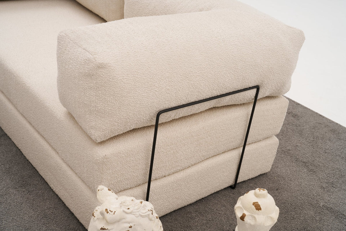 Comfort Ecksofa von Atelier Del Sofa in Creme, Bezug aus 100% Chenille, Eckform mit ausklappbarer Liegefläche, Grösse 290 x 95 x 75 cm
