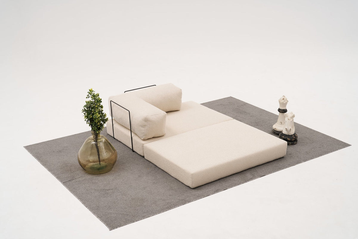 Comfort Ecksofa von Atelier Del Sofa in Creme, Bezug aus 100% Chenille, Eckform mit ausklappbarer Liegefläche, Grösse 290 x 95 x 75 cm