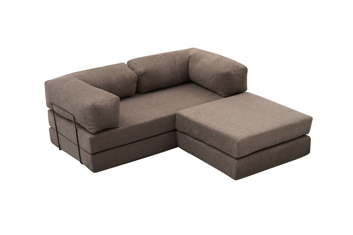 Graues Comfort Mini-Ecksofa mit Chenille-Bezug, kompakte Eckform, gepolsterte Sitzfläche, Ecksofa von Atelier Del Sofa.