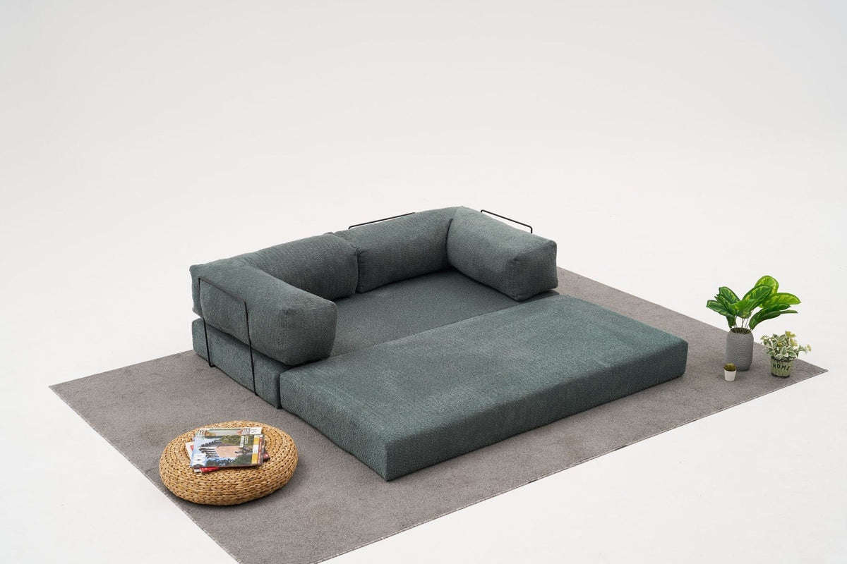 Comfort Mini-Ecksofa von Atelier Del Sofa in Grün, Ecksofa mit Chenille-Bezug, kompakte Form, Masse 190 x 95 x 75 cm, Sitzfläche mit Weichschaum
