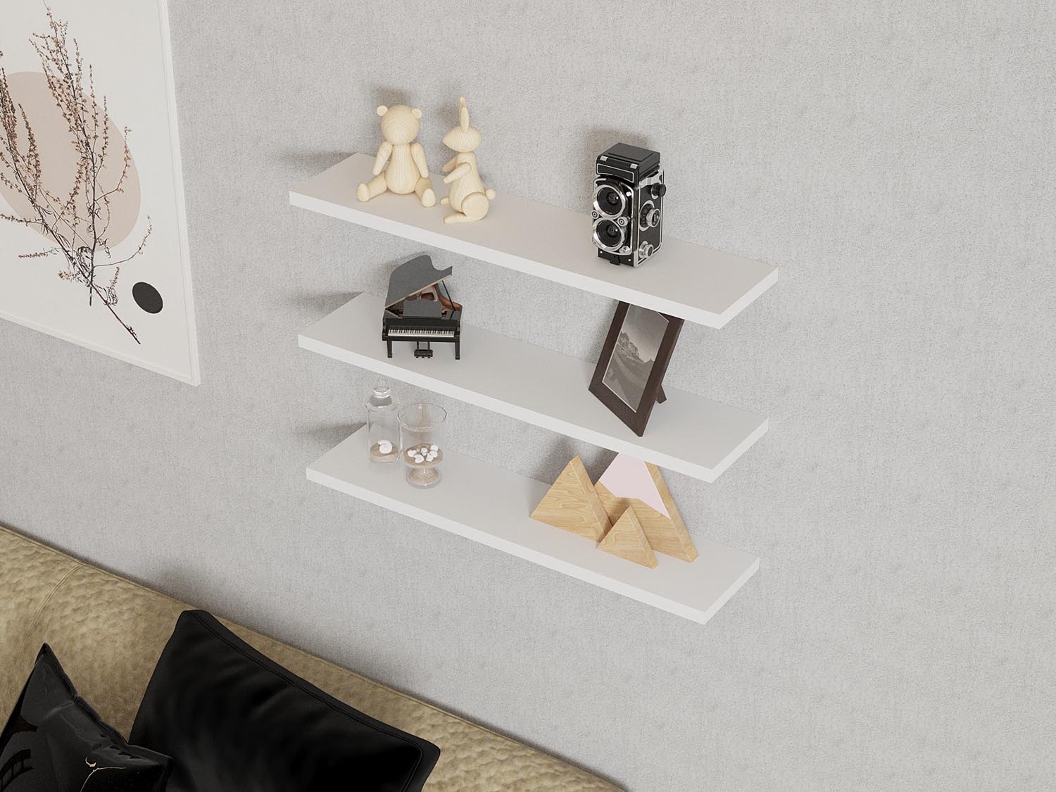 Verleihen Sie Ihrem Zuhause mit dem Boss v2 Wandregal in Weiß von Hanah Home einen modernen skandinavischen Touch und nutzen Sie den Platz optimal.