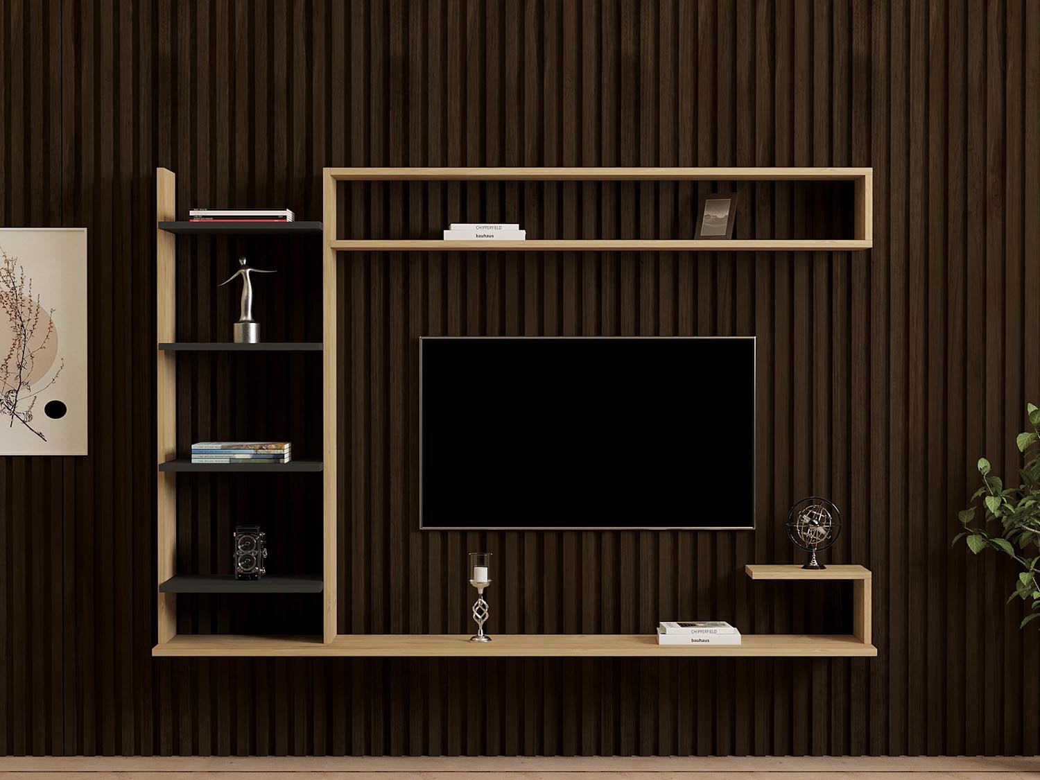 Verleihen Sie Ihrem Wohnraum mit dem skandinavischen TV-Möbel Saphir in Anthrazit von Hanah Home einen modernen Touch. Funktionalität trifft auf zeitlose Eleganz.