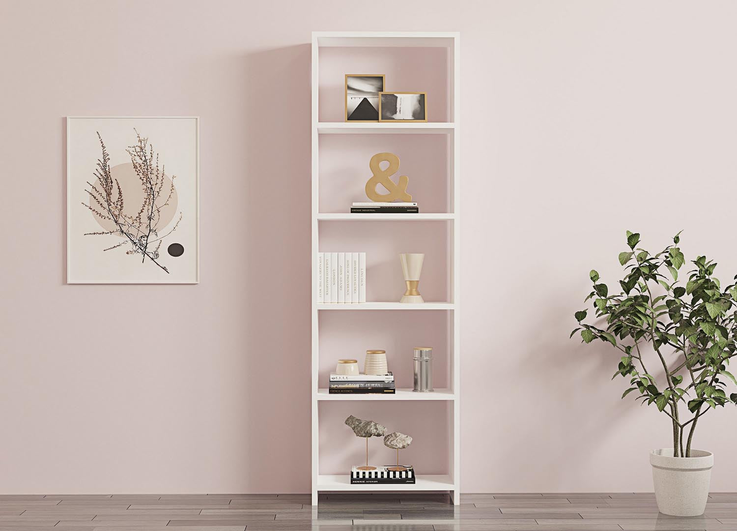 Verleihen Sie Ihrem Raum mit dem weißen Bücherregal von Hanah Home skandinavischen Charme. Perfekt für stilvolle Ordnung und modernes Design.