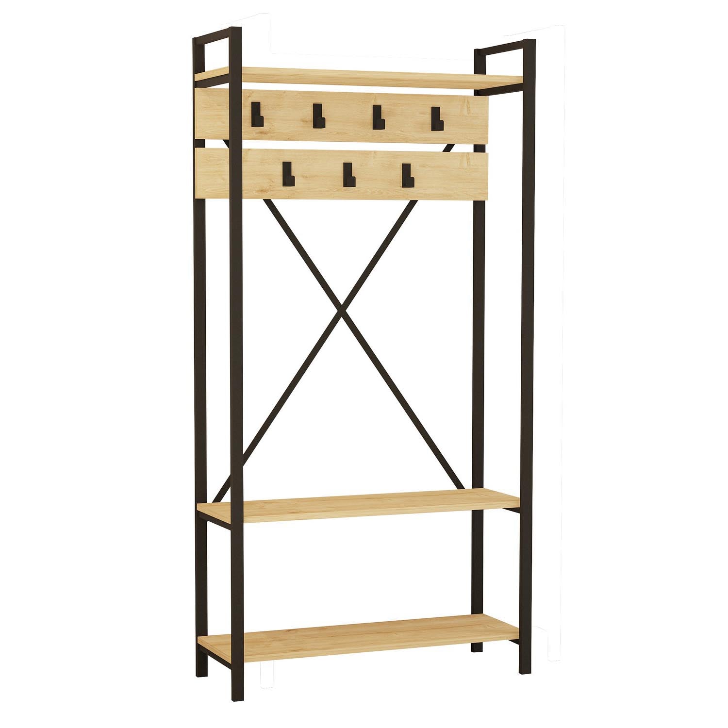 Entdecken Sie die Alfa Garderobe - Saphir von Hanah Home: Stilvoller Stauraum für Ihren Eingangsbereich, der Eleganz und Ordnung vereint.