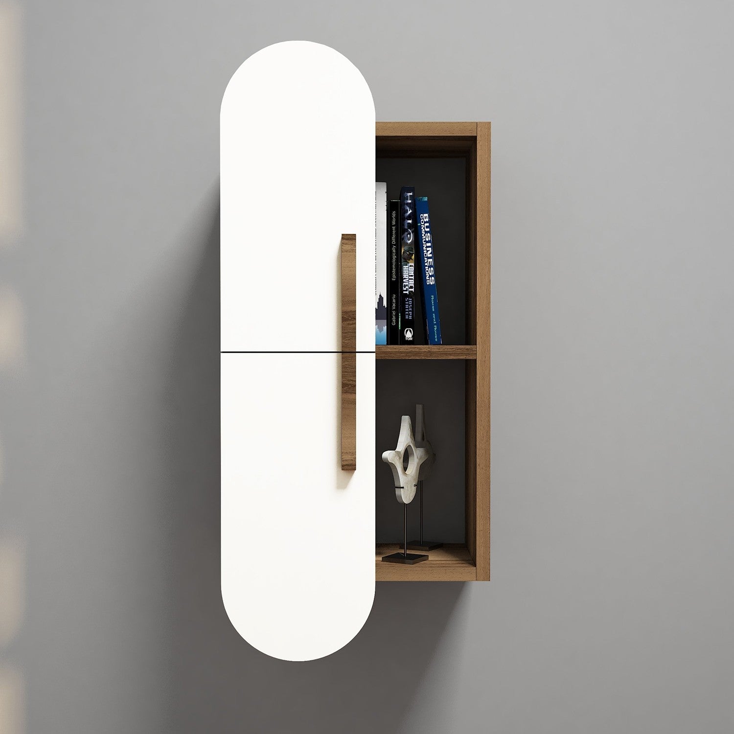 Entdecken Sie das Wandregal Rose - Walnut, White von Hanah Home: Stilvolles Design, großzügiger Stauraum und langlebige Materialien für Ihr Zuhause.