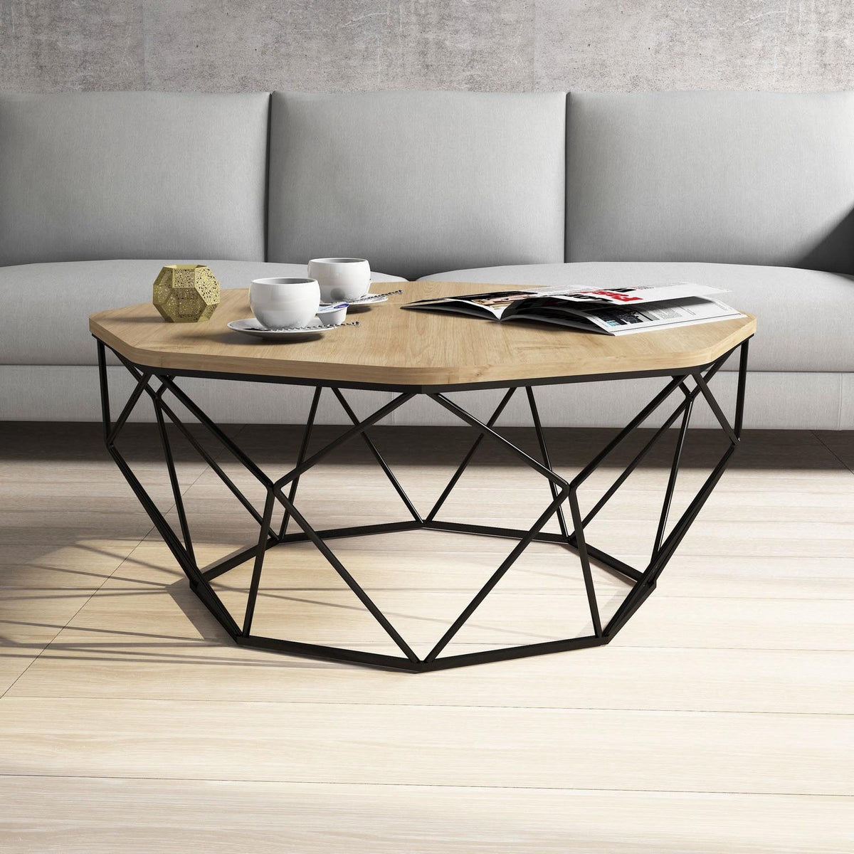 Diamond Sofatisch - Eiche in Eiche präsentiert im Onlineshop von KAQTU Design AG. Couchtisch ist von Hanah Home