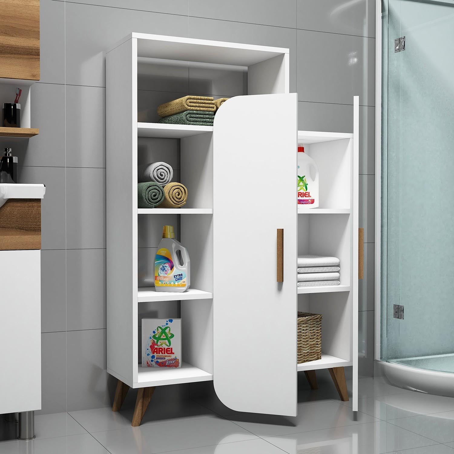 Verleihen Sie Ihrem Raum mit dem Bücherregal Form - White von Hanah Home einen Hauch von Eleganz. Perfekt für stilvolle Organisation und modernes Design.