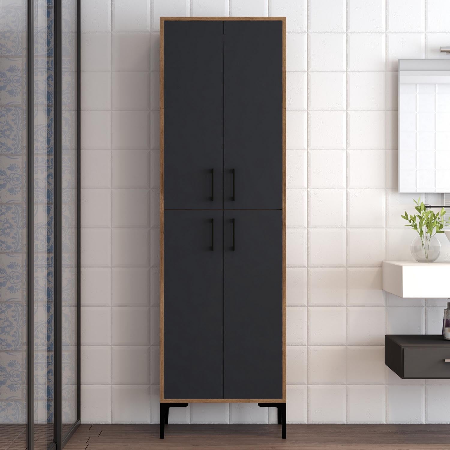 Gestalten Sie Ihr Zuhause neu mit dem Berlin A Schrank von Hanah Home. Elegantes Walnuss-Design trifft auf praktische Funktionalität.