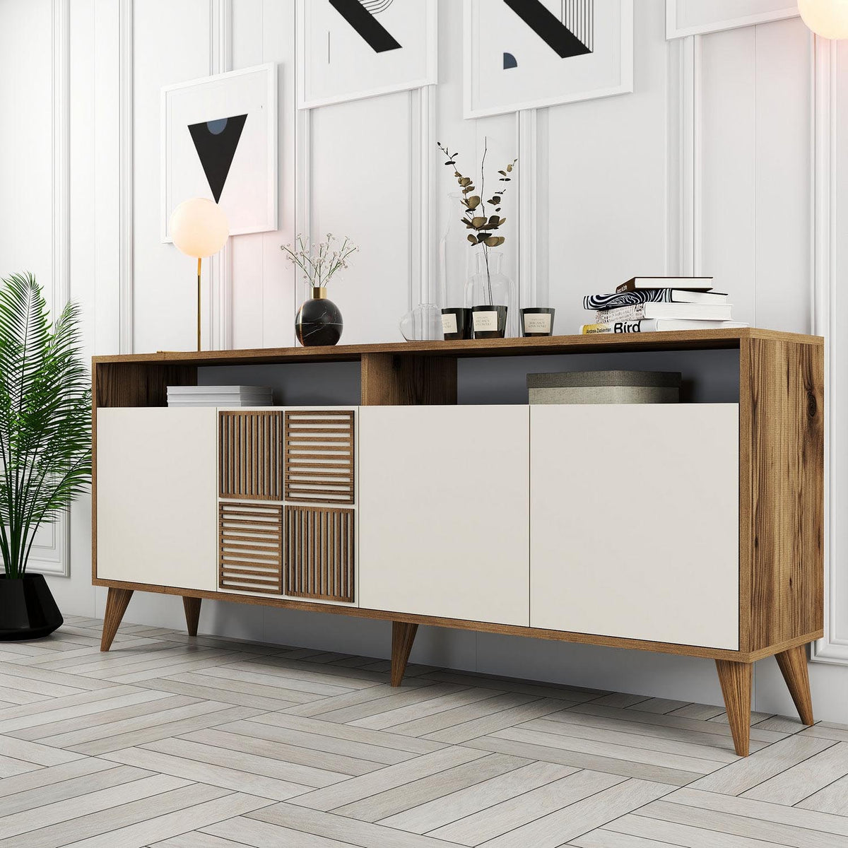 Milan High-Sideboard - Walnuss
Creme in Walnuss / Creme präsentiert im Onlineshop von KAQTU Design AG. High-Sideboard ist von Hanah Home