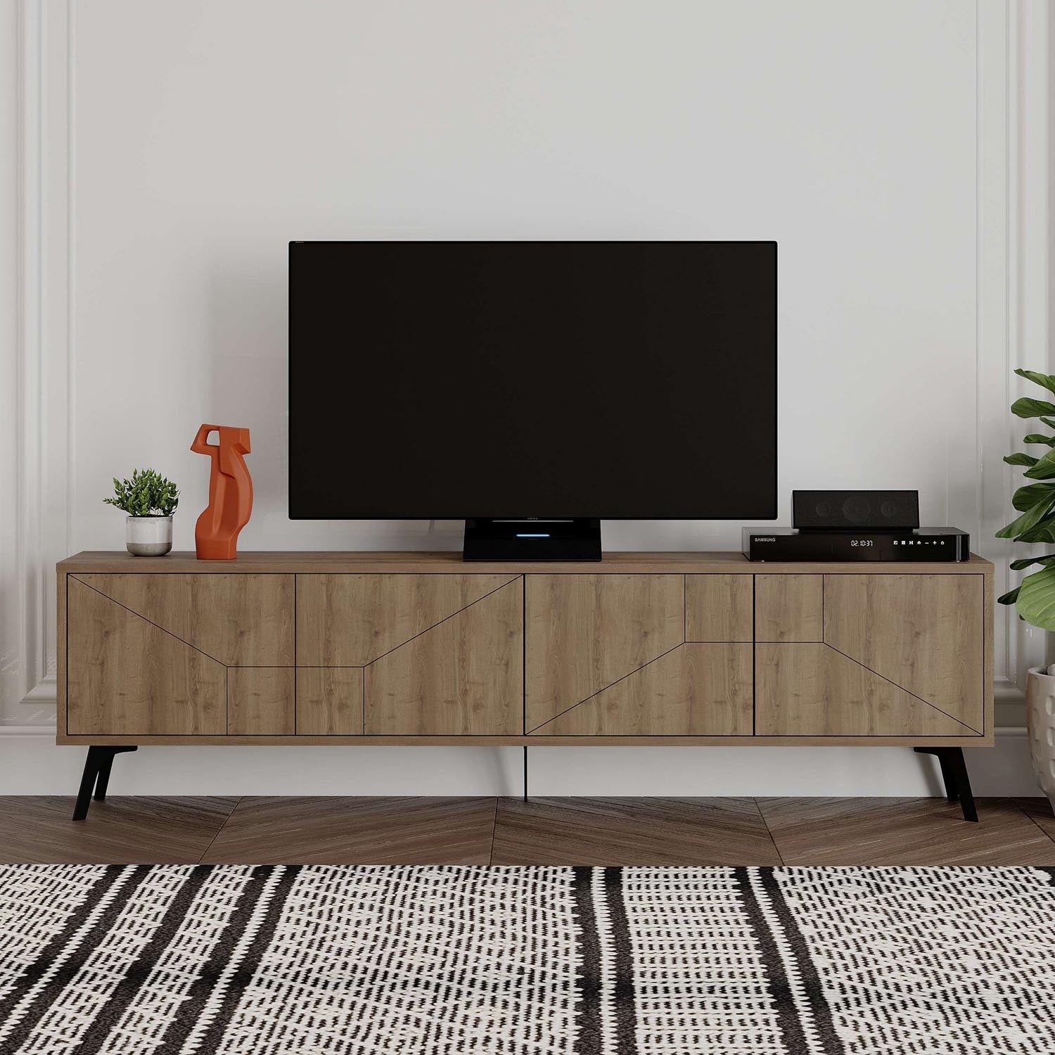 Entdecken Sie das Dune Sideboard - Hitit von Hanah Home: Elegantes Design, praktische Regale und hochwertige Materialien für Ihr stilvolles Wohnzimmer.