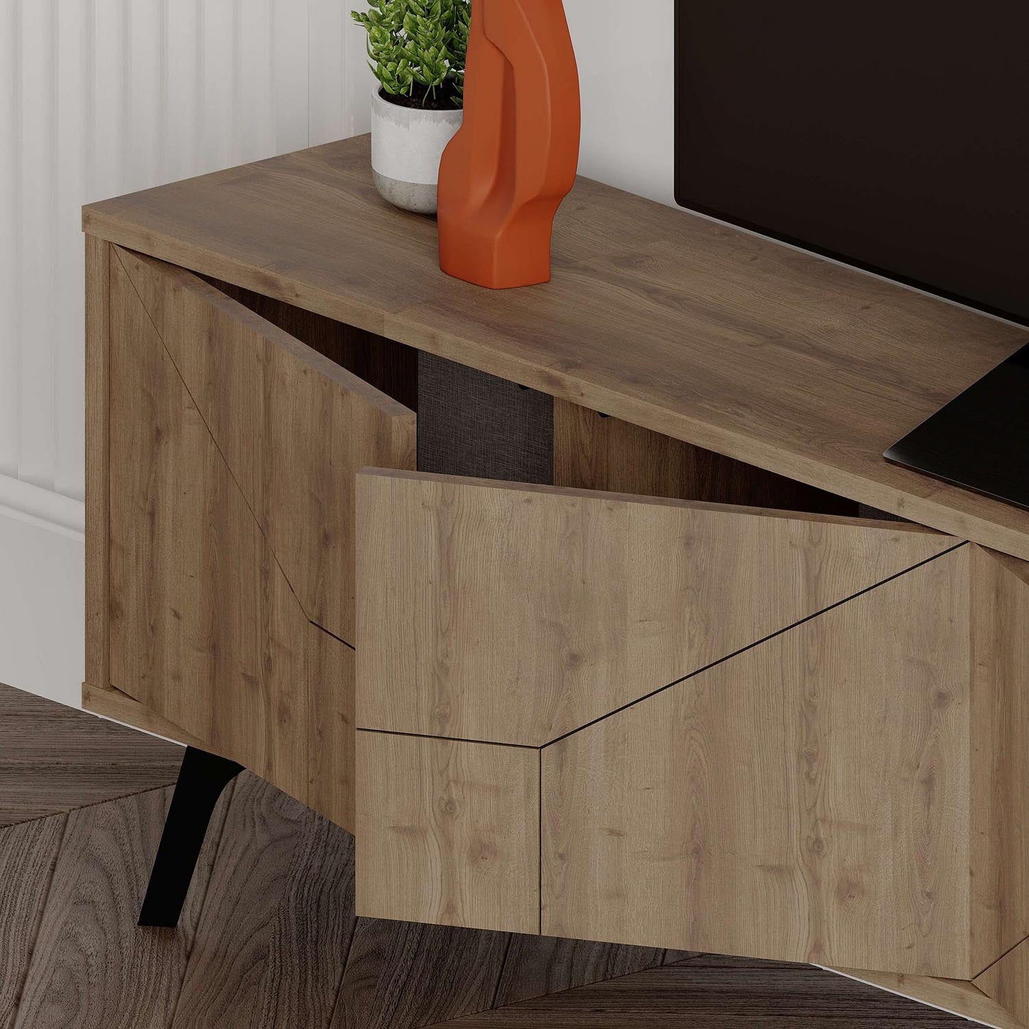 Gestalten Sie Ihr Wohnzimmer mit dem Dune Sideboard - Hitit von Hanah Home: Modern, funktional und in edler Hitit-Farbe für perfekte Ordnung.