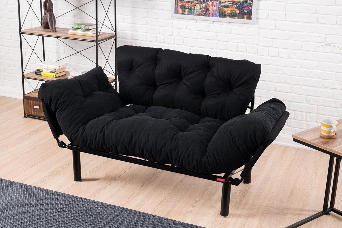 Nitta Bettsofa - Schwarz in Schwarz präsentiert im Onlineshop von KAQTU Design AG. Bettsofa ist von Atelier Del Sofa