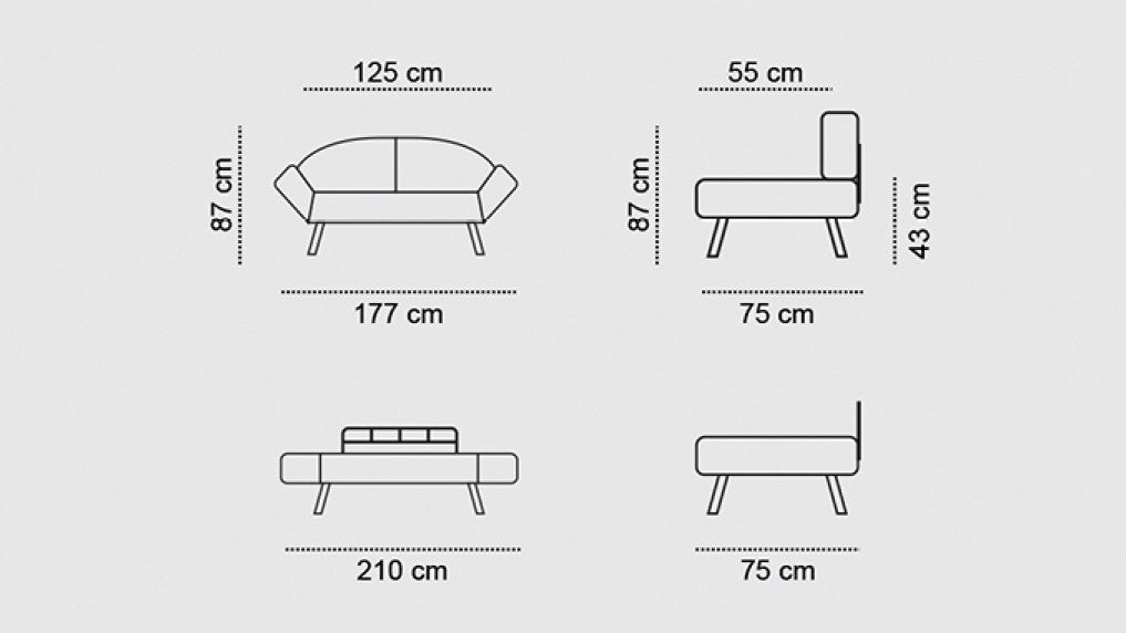 Genzo Bettsofa - Schwarz in Schwarz präsentiert im Onlineshop von KAQTU Design AG. Bettsofa ist von Atelier Del Sofa