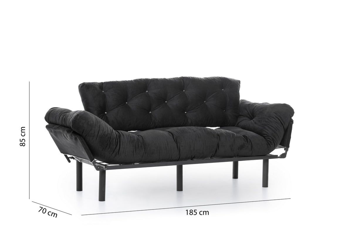 Nitta Triple Bettsofa - Schwarz in Schwarz präsentiert im Onlineshop von KAQTU Design AG. Bettsofa ist von Atelier Del Sofa