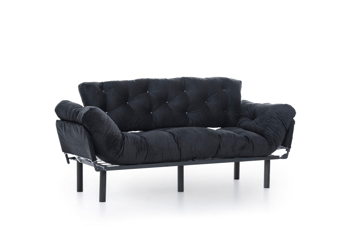 Nitta Triple Bettsofa - Schwarz in Schwarz präsentiert im Onlineshop von KAQTU Design AG. Bettsofa ist von Atelier Del Sofa