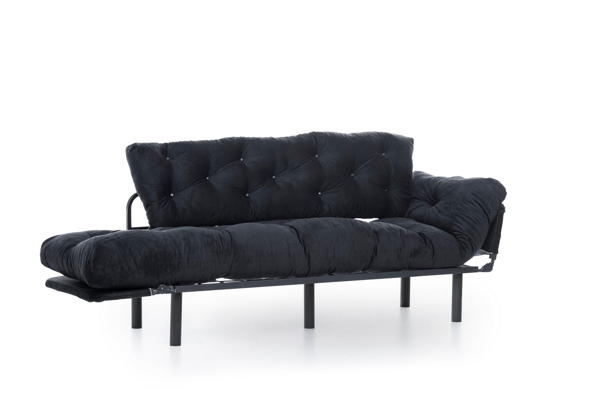 Erleben Sie das Nitta Triple Bettsofa in elegantem Schwarz von Atelier Del Sofa – ein stilvolles Möbelstück, das Komfort und Funktionalität vereint.