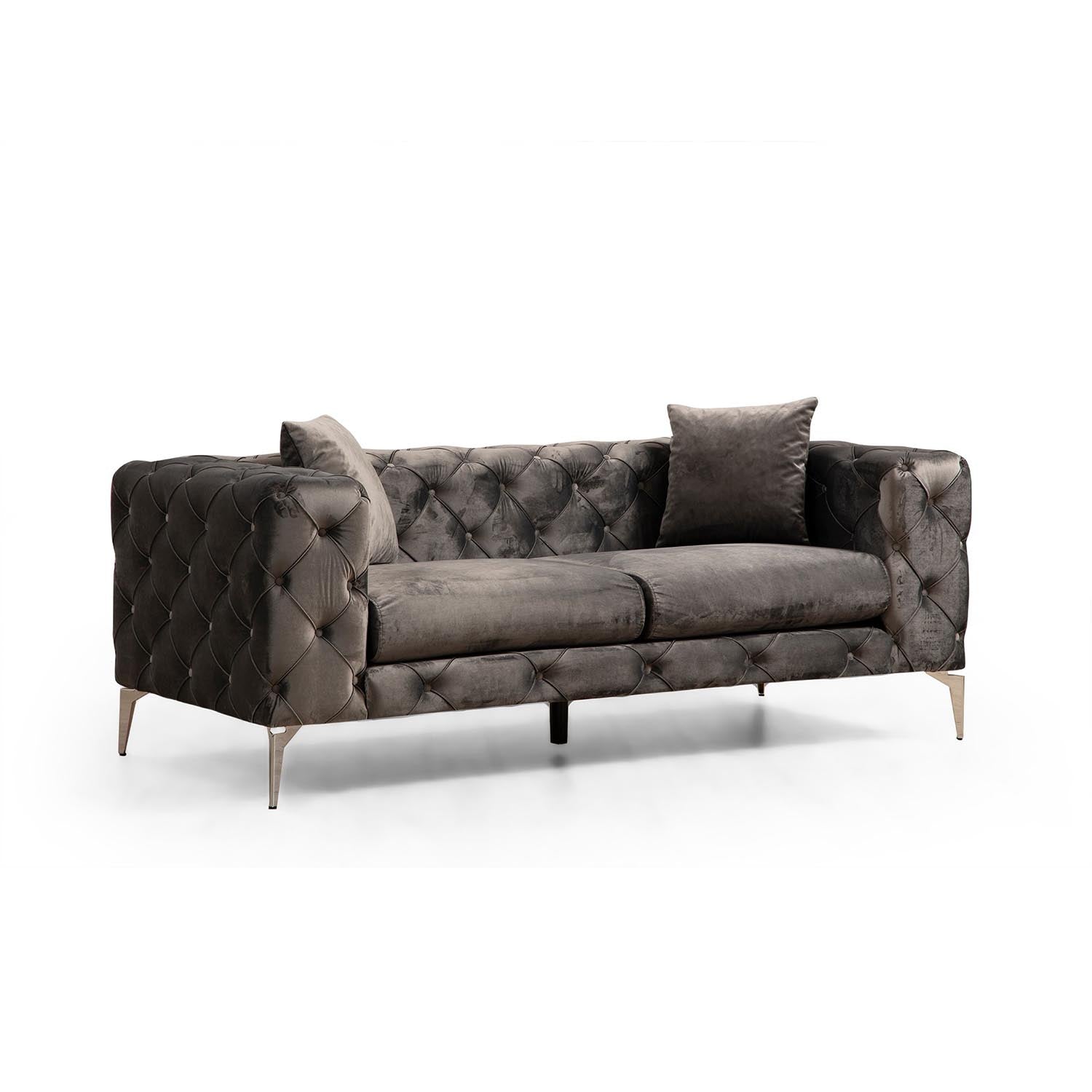 Verleihen Sie Ihrem Wohnraum mit dem Como 2-Sitzer Sofa in Anthrazit von Atelier Del Sofa Eleganz. Stilvolles Design, hoher Komfort und pflegeleichte Materialien.