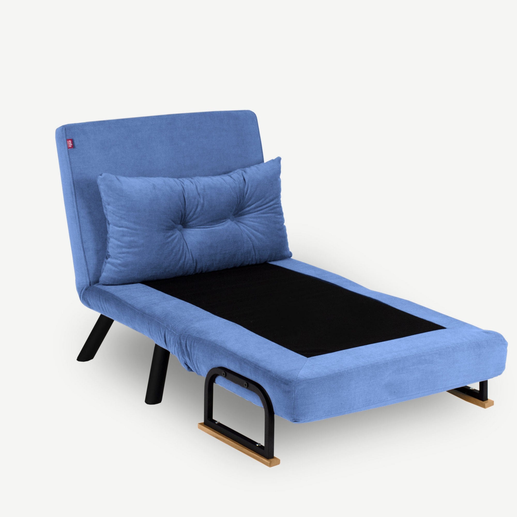 Entdecken Sie das Sando Single Bettsofa in stilvollem Blau von Atelier Del Sofa – ideal für kleine Räume, bietet es Komfort und Funktionalität.