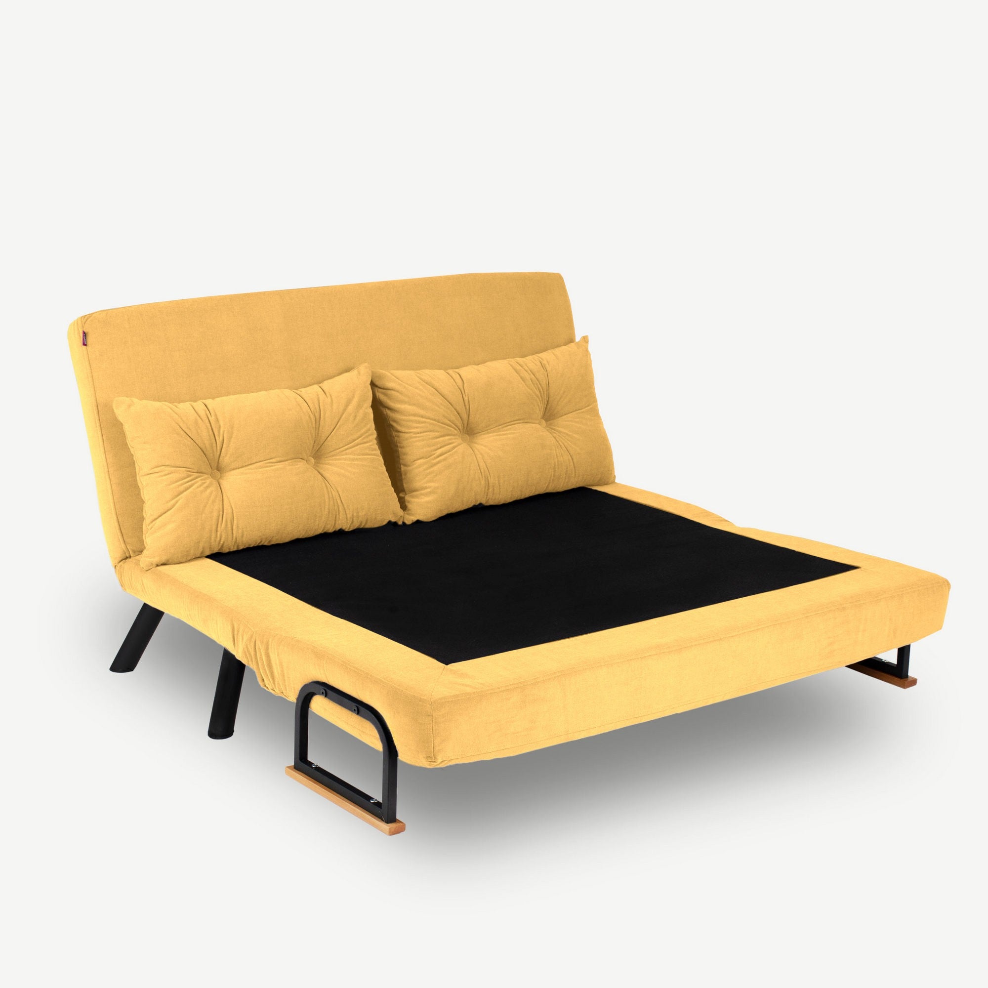 Entdecken Sie das Sando 2-Sitzer Schlafsofa in elegantem Senfgelb. Ideal für jedes Zuhause, vereint es Funktionalität und modernes Design!