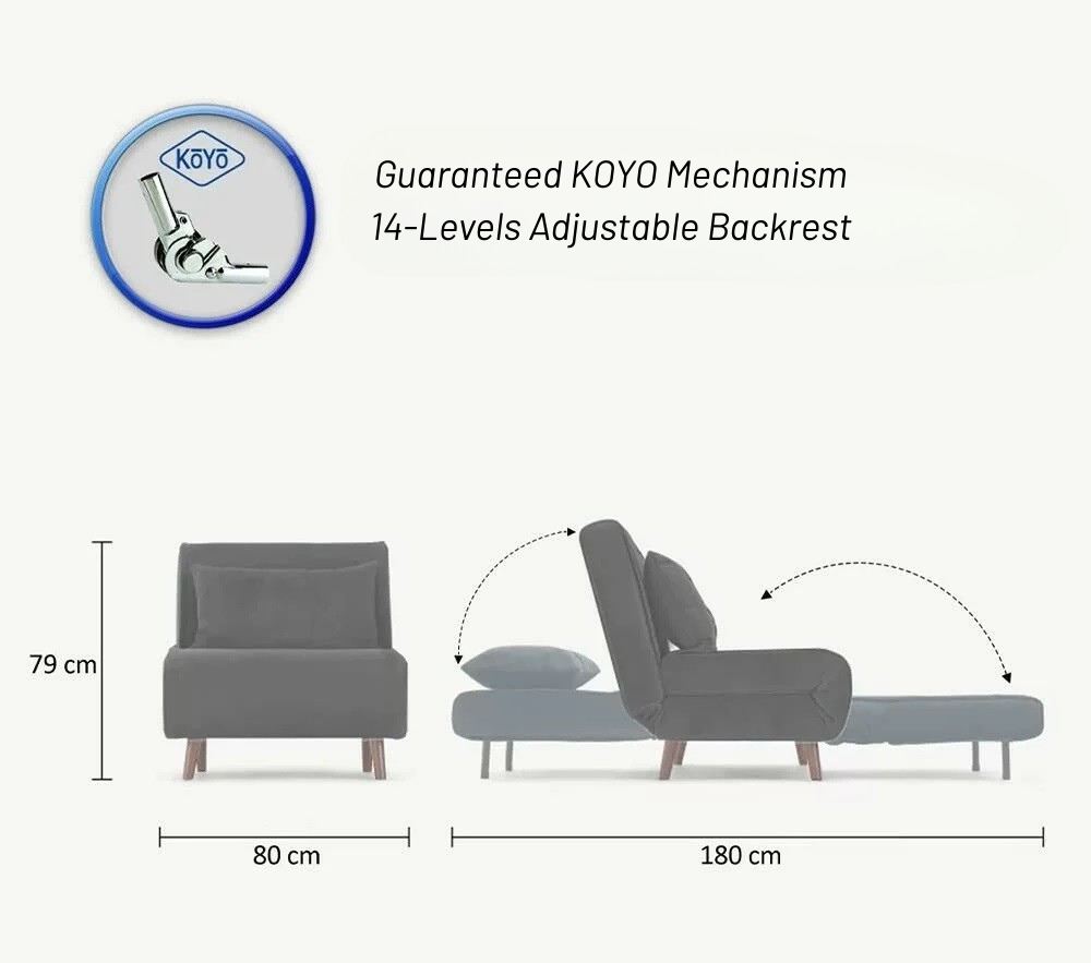 Folde Single Bettsofa - Grau in Grau präsentiert im Onlineshop von KAQTU Design AG. Bettsessel ist von Atelier Del Sofa