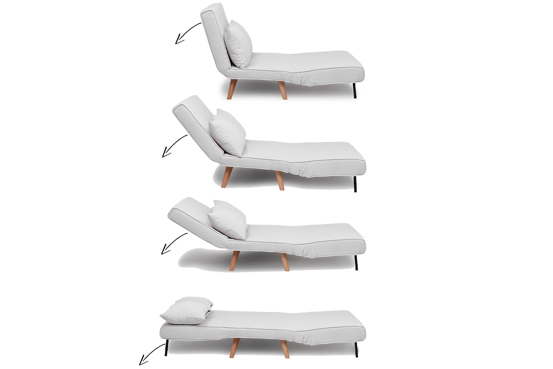 Entdecken Sie das Folde 2 Bettsofa in elegantem Weiß – ein stilvolles Schlafsofa mit verstellbarer Rückenlehne und luxuriösem Teddy-Stoff für höchsten Komfort.