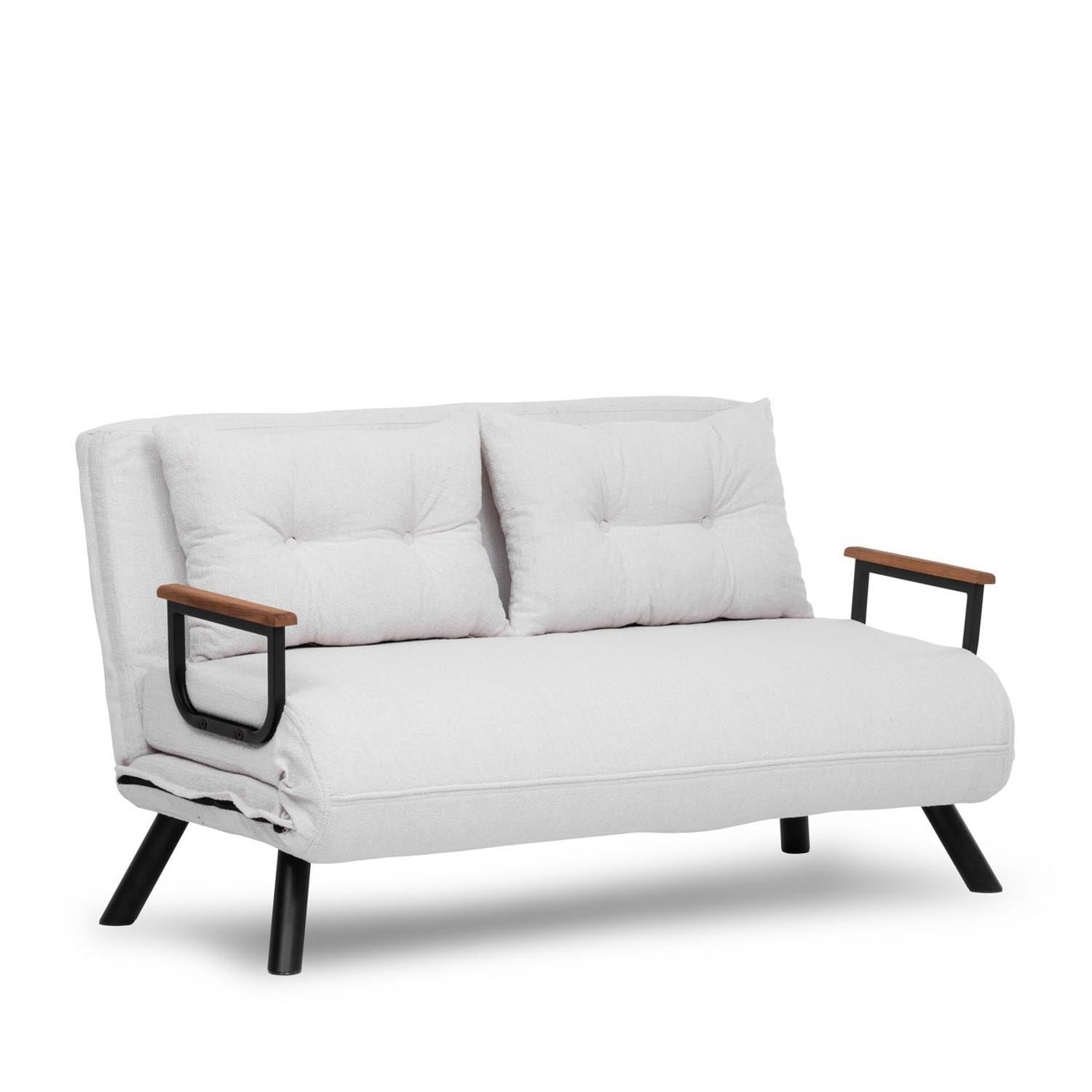 Sando 2-Seater - Teddy Fabric - White in Weiss präsentiert im Onlineshop von KAQTU Design AG. Bettsofa ist von Atelier Del Sofa