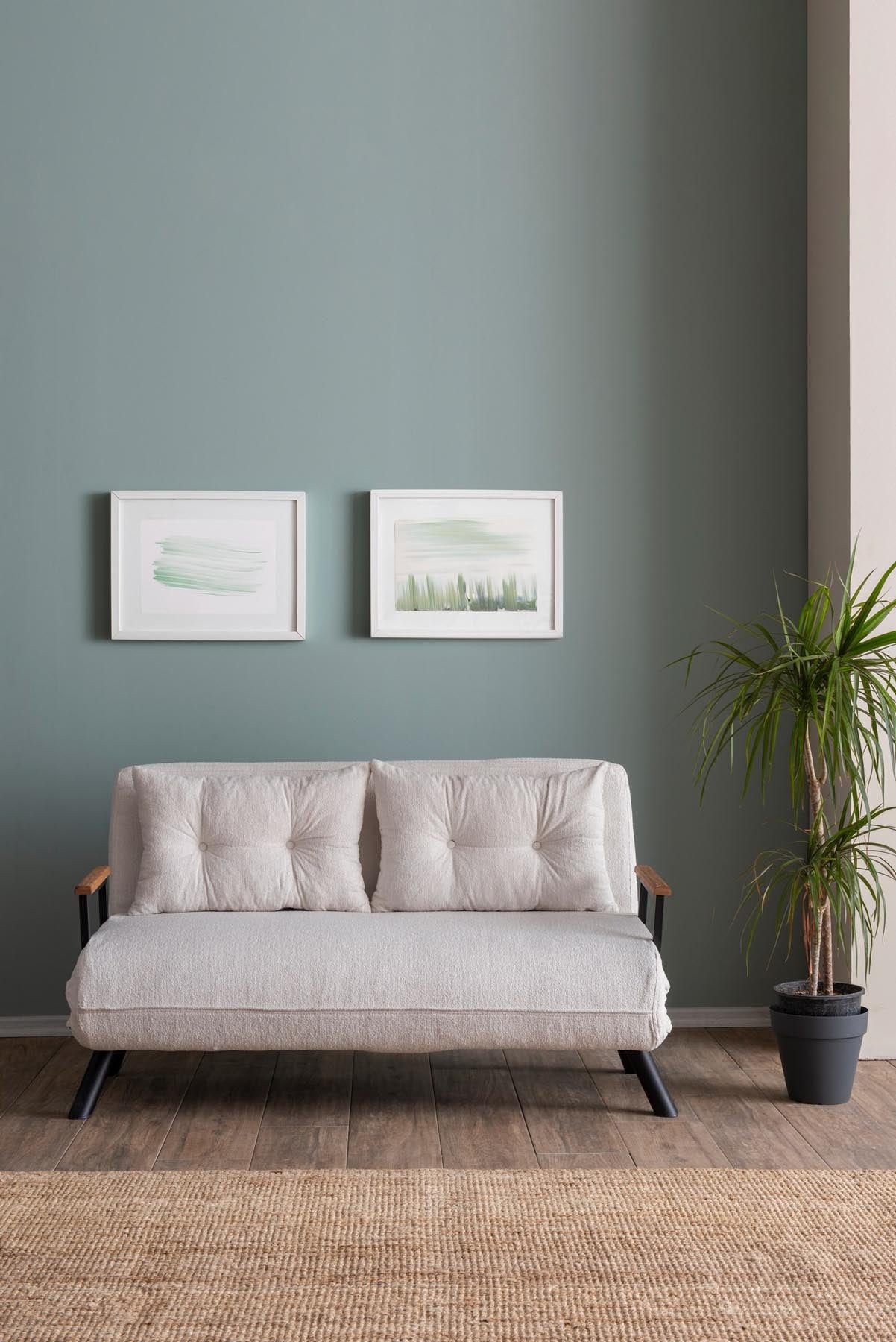 Entdecken Sie das elegante Sando 2-Sitzer Schlafsofa in Weiß von Atelier Del Sofa – ideal für stilvolle Entspannung und Übernachtungsgäste.