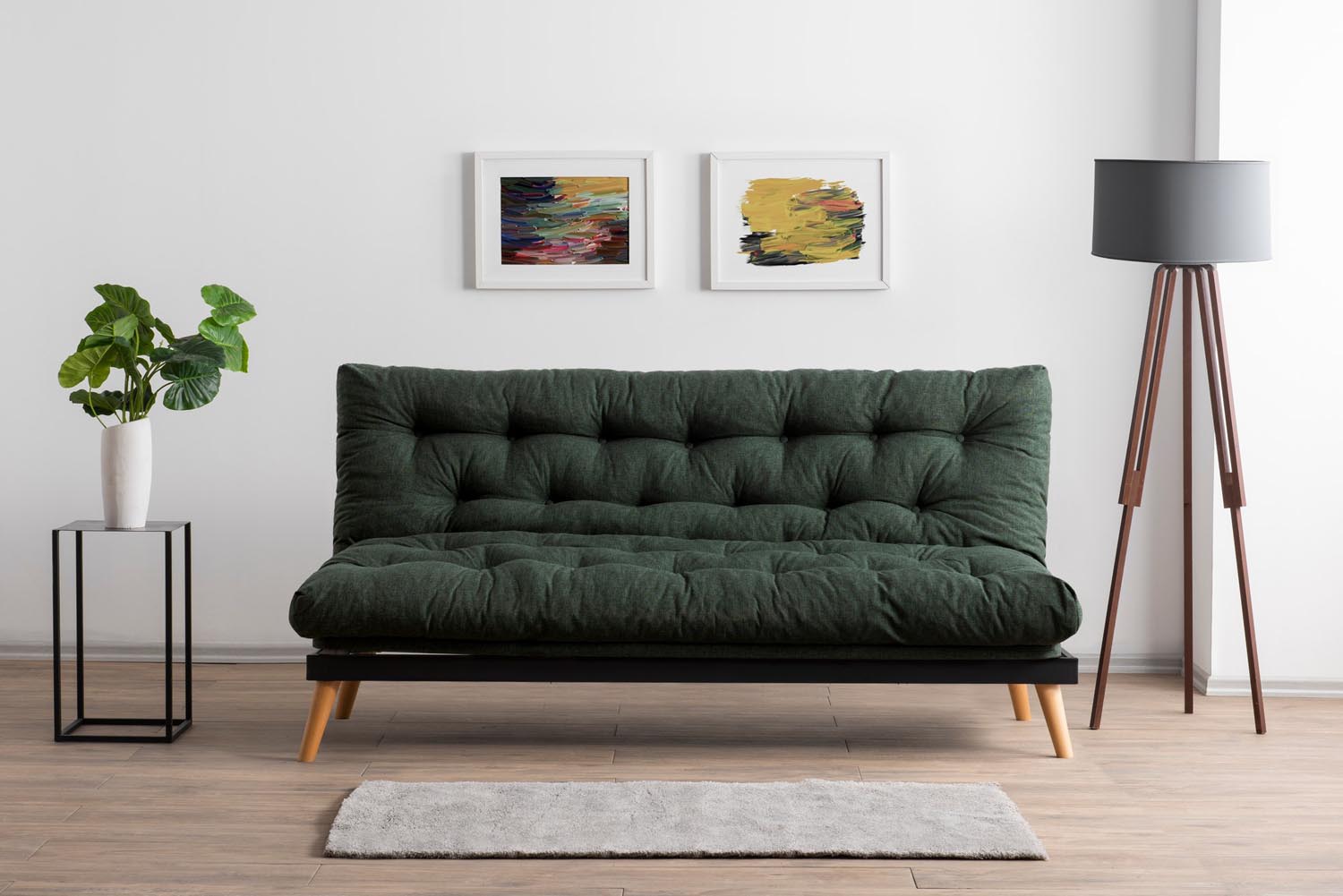 Erleben Sie das Saki Bettsofa in elegantem Grün von Atelier Del Sofa – ein komfortables und vielseitiges Möbelstück für jeden Raum!