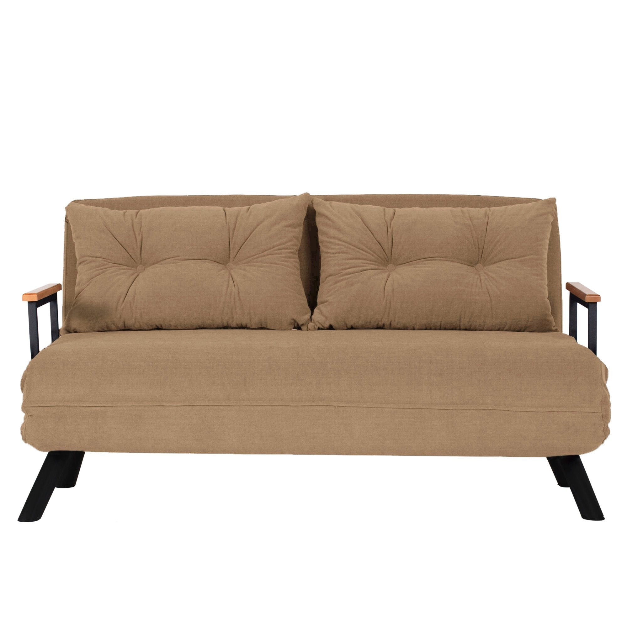 Erleben Sie das Sando 2-Sitzer Schlafsofa in Hellbraun von Atelier Del Sofa – ein elegantes Möbelstück, das Stil und Funktionalität vereint.