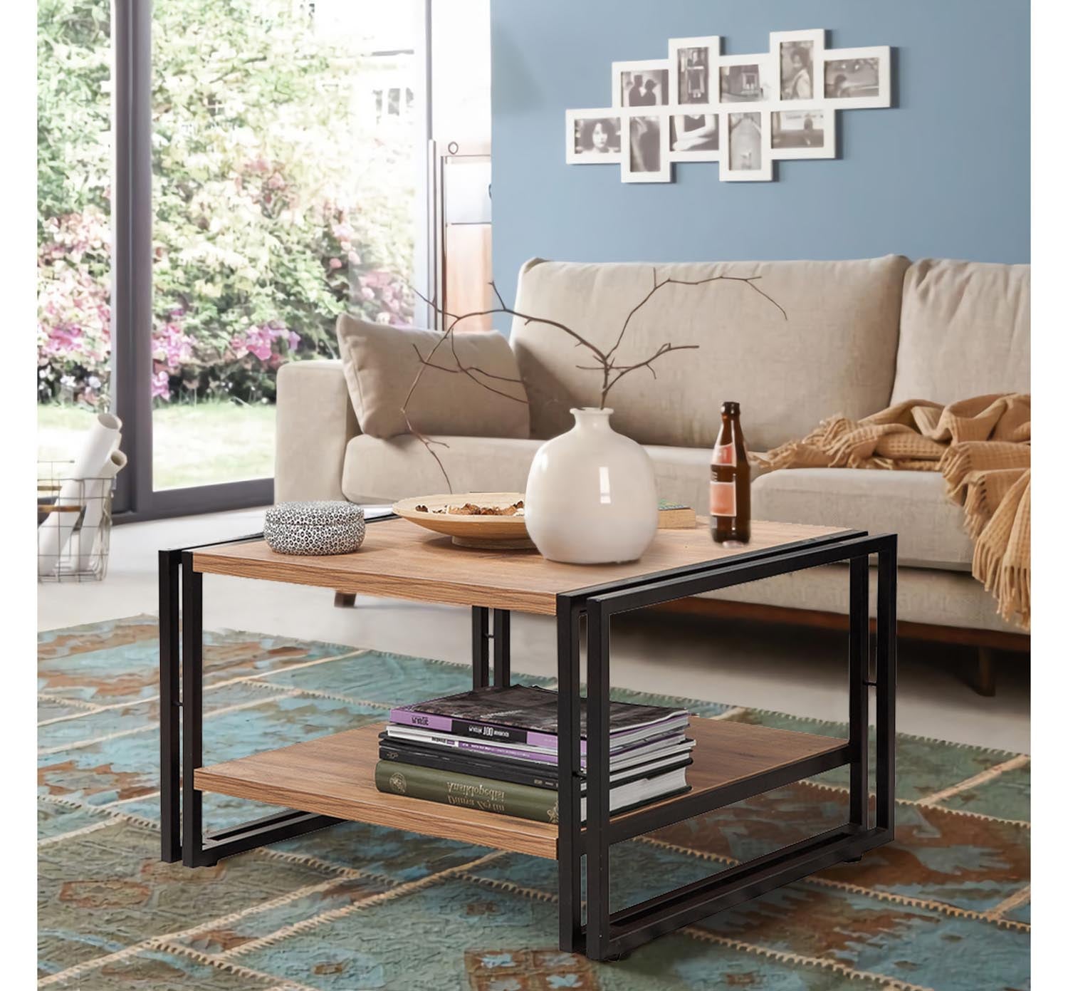 Entdecken Sie den stilvollen Cosmo Arena Sofatisch in Atlantischer Kiefer Schwarz von Hanah Home – die perfekte Kombination aus Eleganz und Funktionalität!