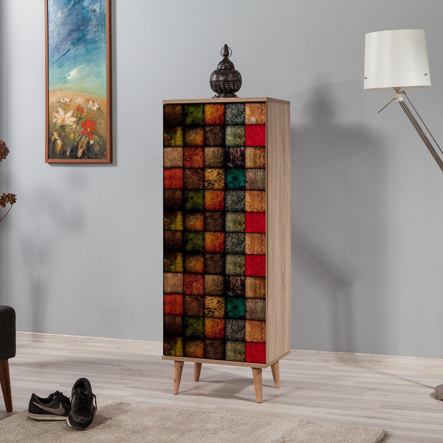 Entdecken Sie den eleganten Filinta Schuhschrank in Sonoma Eiche von Hanah Home. Stilvolle Schuhaufbewahrung für jeden Raum!