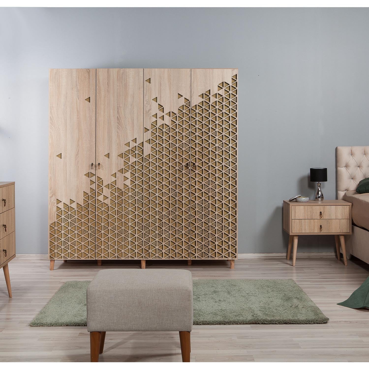 Verleihen Sie Ihrem Raum mit der eleganten İmaj Garderobe in Sonoma Eiche von Hanah Home einen modernen Akzent und optimalen Stauraum.